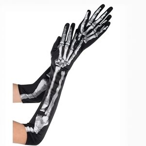 Amscan Adult Skeleton Long Pair Glove  Halloween Party Cosplay Costume Accessory